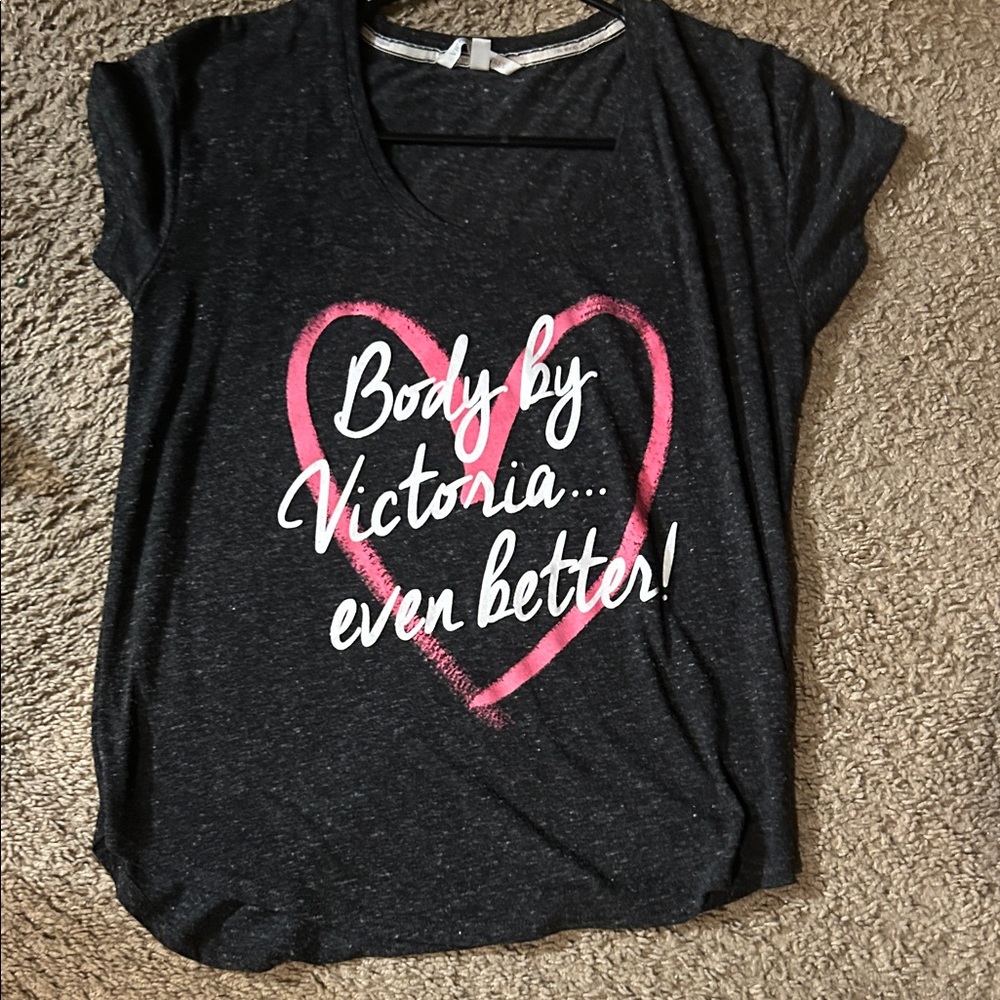Victoria's Secret Charcoal Tee with Pink Heart